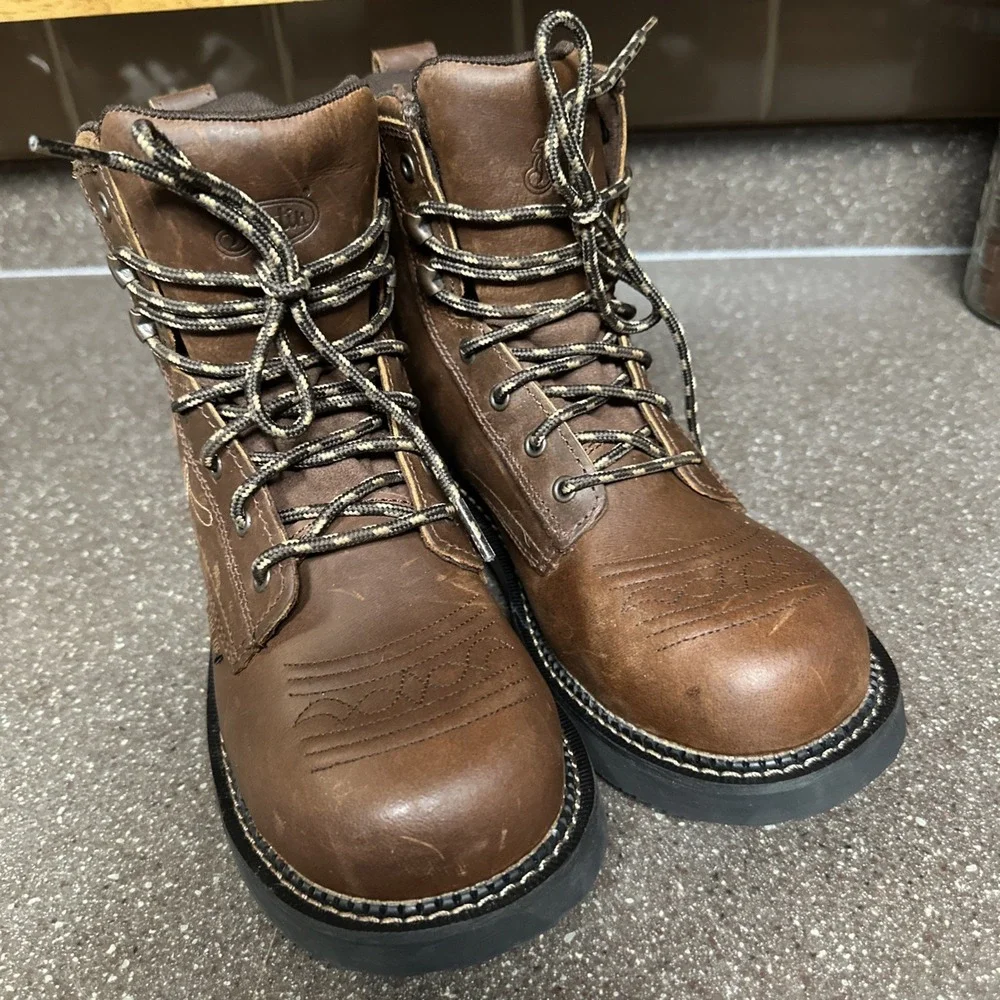 Justin Gy985 Women's 8B Steel Toe Safety Work Boots EH Waterproof Slip Resistant
